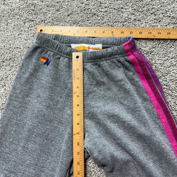 Aviator Nation Women's Small 5 Stripe Sweatpants in Heather Grey & Pink - Picture 6 of 9